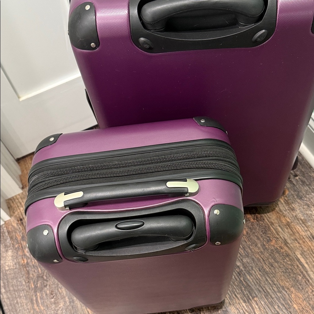 2 Piece Set Of Heys Hardside Spinner Luggage In Purple. Carry On And Checked Bag - Picture 11 of 16